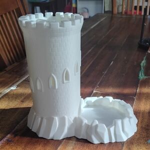 3D Printed White Castle Tower Dice Tower For DND And Other Dice Games
